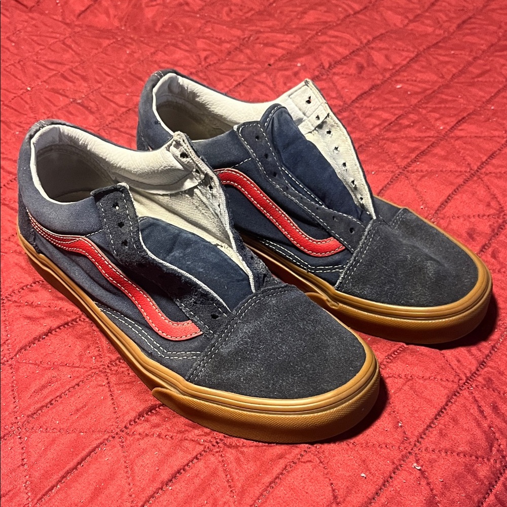 Vans Men's Navy and Red Sneakers